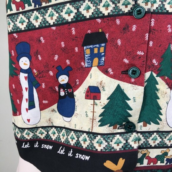 Winter Wonderland Christmas Holiday Multicolored Handmade Button Up Vest - Picture 5 of 8